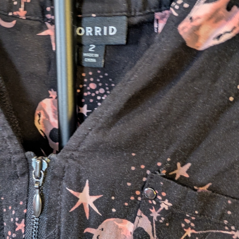 Torrid Black Dress with Pink Celestial Skull Pattern 2 Sleeveless - Picture 4 of 10